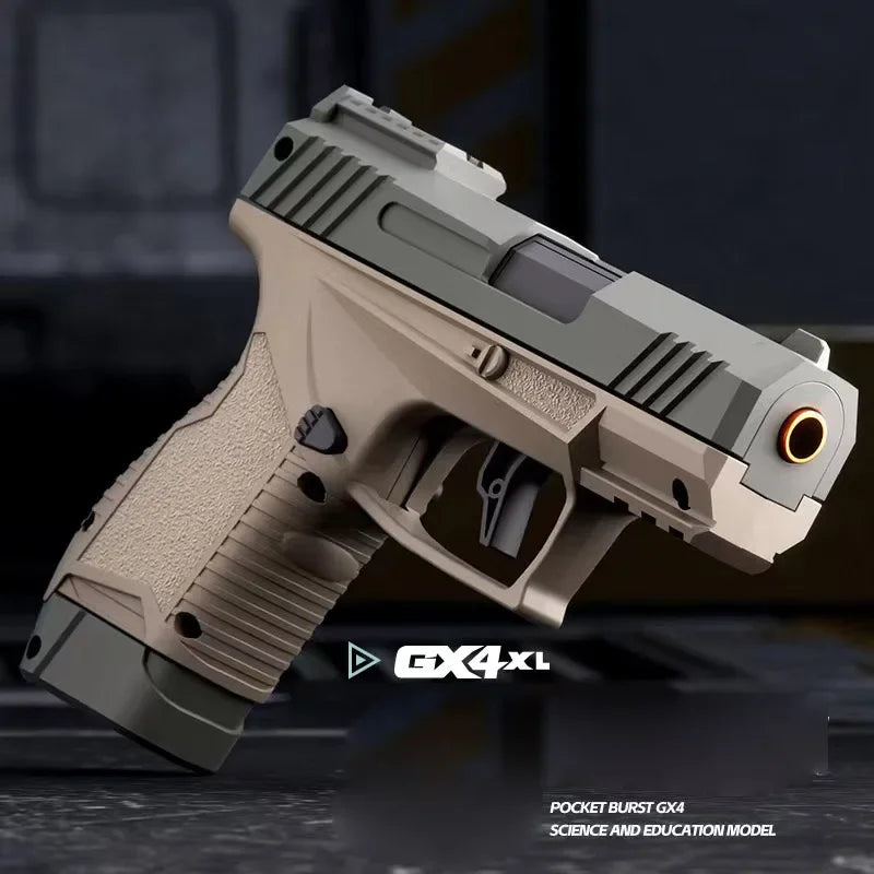 Mini Gx4 Pocket Toy Gun Kontinuerligt skal utmatningspistol Modell Soft Bullet Launcher BlowBack Airsoft Liten Pistol Svart och Brun