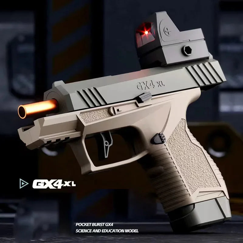 Mini Gx4 Pocket Toy Gun Kontinuerligt skal utmatningspistol Modell Soft Bullet Launcher BlowBack Airsoft Liten Pistol Svart och Brun