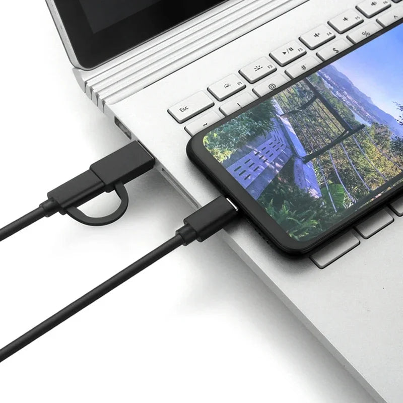 Clearance_2 in 1 USB C-kabel Snabbladdning 10Gbps Data Sync USB A/C 3.0 till USB Typ C-kabel för bärbar surfplatta mobiltelefon etc.U