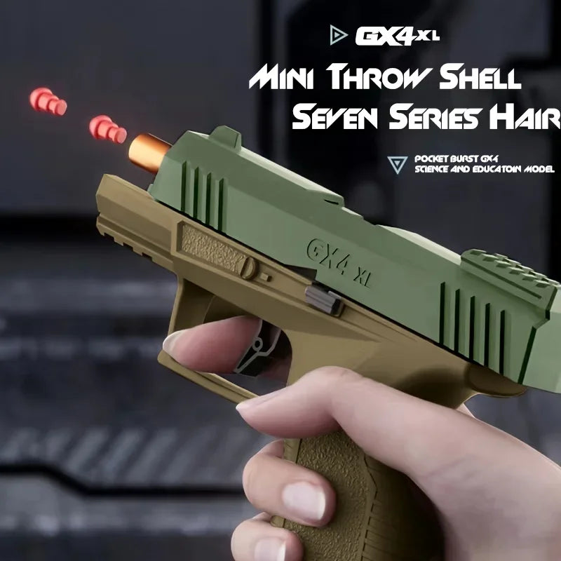Mini Gx4 Pocket Toy Gun Kontinuerligt skal utmatningspistol Modell Soft Bullet Launcher BlowBack Airsoft Liten Pistol Svart och Brun