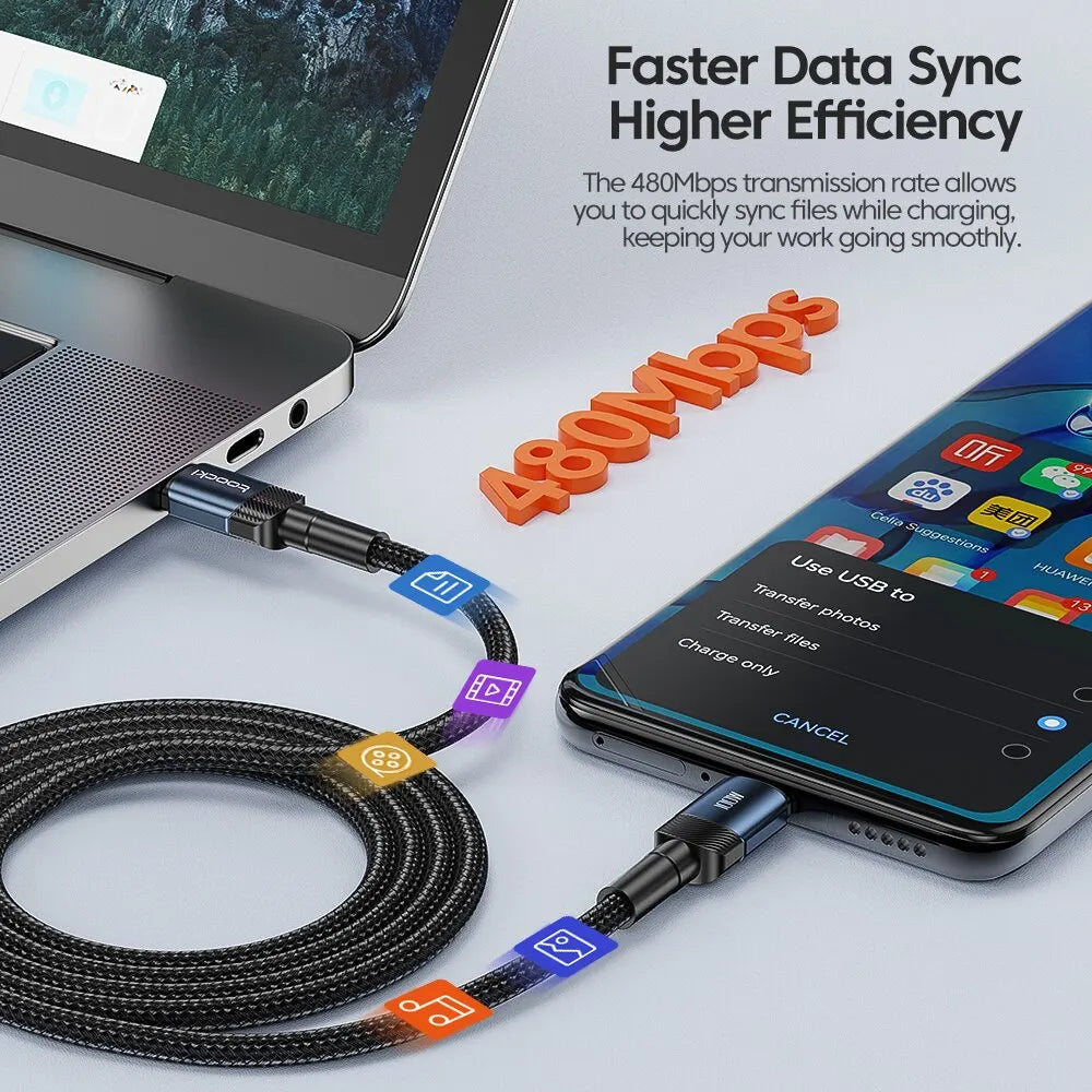 USB Typ C till USB C-kabel 100W PD 3.0 QC4.0 Snabbladdning Typ C till Typ C-kabel för Macbook Samsung Xiaomi