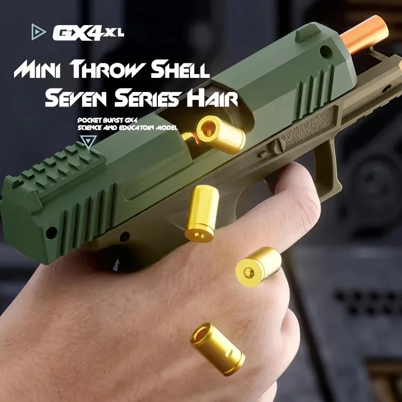 Mini Gx4 Pocket Toy Gun Kontinuerligt skal utmatningspistol Modell Soft Bullet Launcher BlowBack Airsoft Liten Pistol Svart och Brun