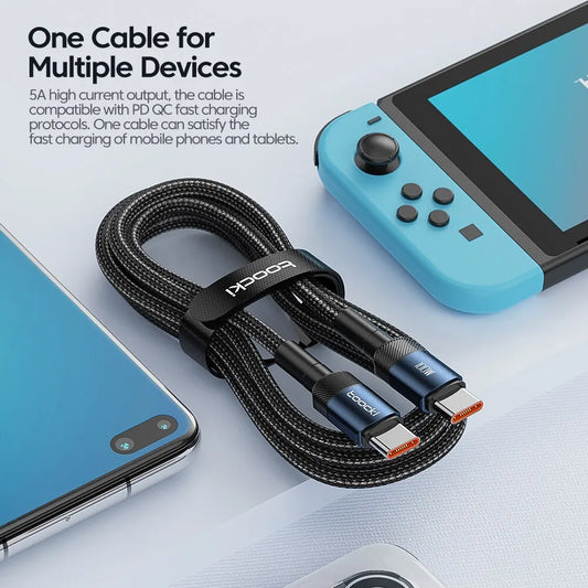 USB Typ C till USB C-kabel 100W PD 3.0 QC4.0 Snabbladdning Typ C till Typ C-kabel för Macbook Samsung Xiaomi