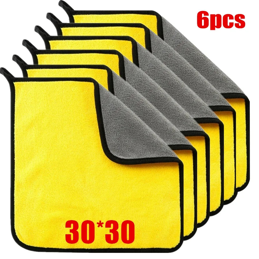 1/2/6pcs Microfiber Cleaning Towel Car Cleaning Cloths Professional Detailing Car Drying Microfiber Towel Wash Towel Accessories