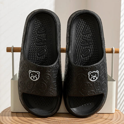 Summer Fashion Men's Slippers Printting Little Bear Sandals Indoor Bathroom Non-slip Soft Women Dormitory Casual Shoes Couple