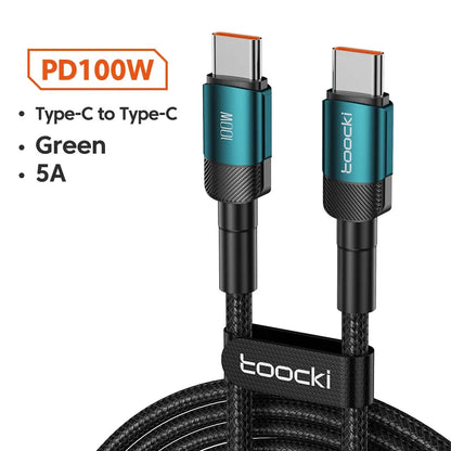 USB Typ C till USB C-kabel 100W PD 3.0 QC4.0 Snabbladdning Typ C till Typ C-kabel för Macbook Samsung Xiaomi