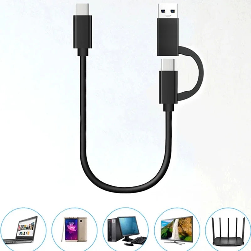 Clearance_2 in 1 USB C-kabel Snabbladdning 10Gbps Data Sync USB A/C 3.0 till USB Typ C-kabel för bärbar surfplatta mobiltelefon etc.U