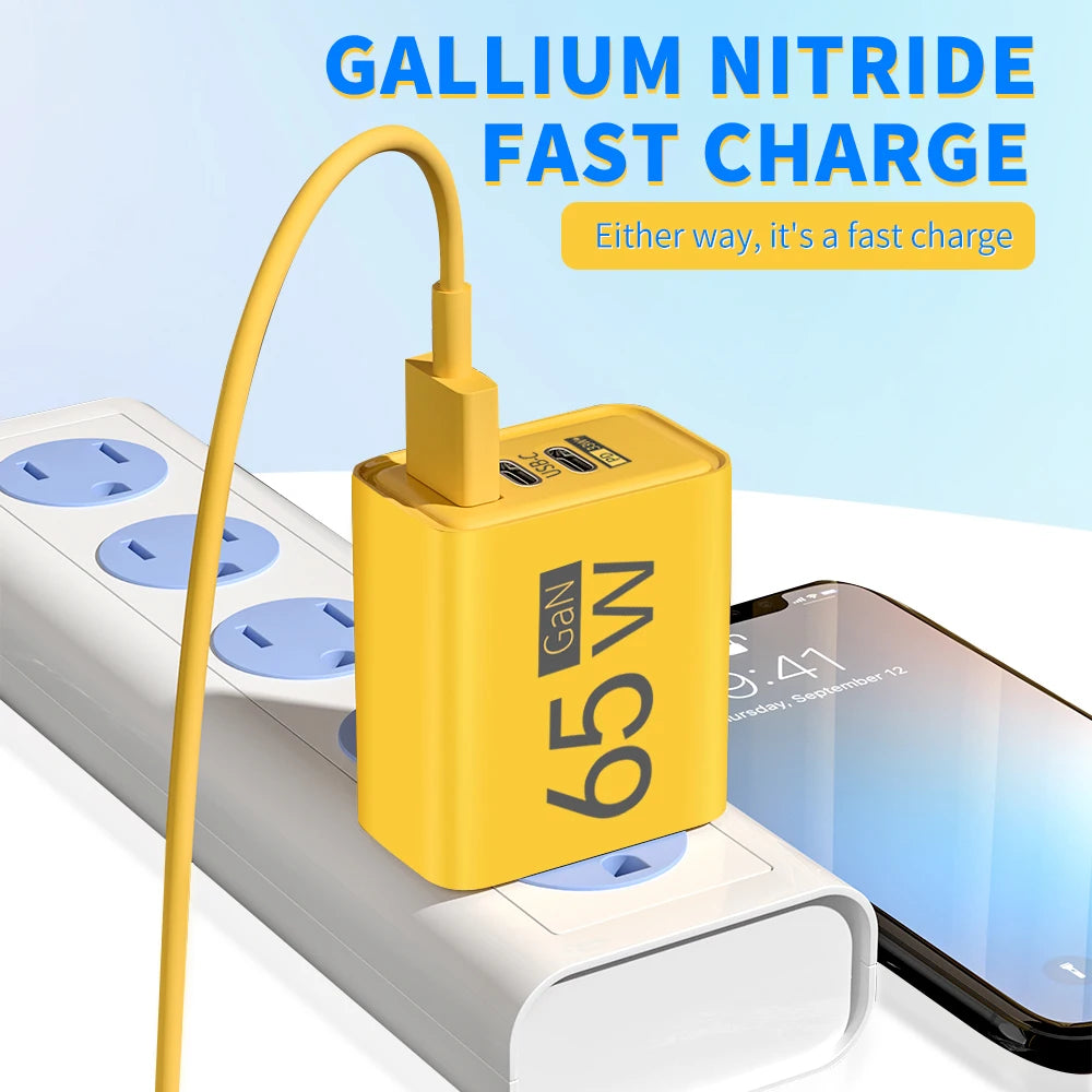 Totalt 65W GaN USB C Laddare Snabbladdning Laddare PD Typ C