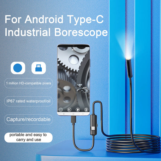 Typ-c 5,5/7 mm endoskop scope-kamera 1m 1,5m 2m för bilscenarier Endoskopkamera med 6 led-ljus Idealisk för bilmotorer