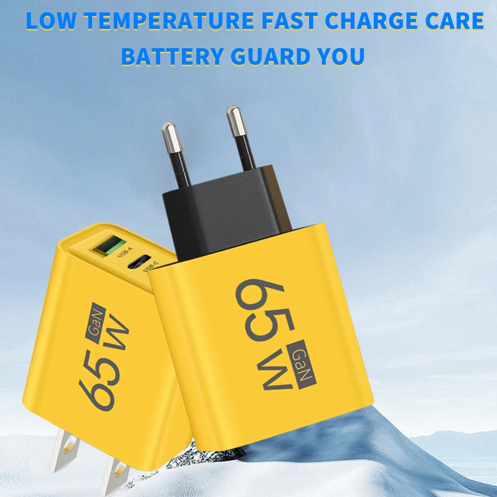 Totalt 65W GaN USB C Laddare Snabbladdning Laddare PD Typ C
