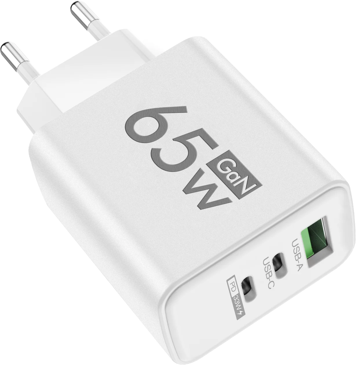 Totalt 65W GaN USB C Laddare Snabbladdning Laddare PD Typ C