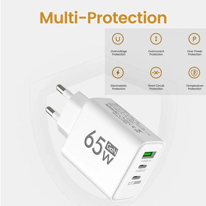 GaN Snabbladdning 65W USB Typ C Laddare EU KR US PD 3.0