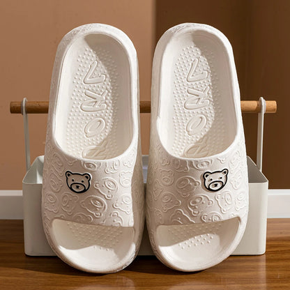 Summer Fashion Men's Slippers Printting Little Bear Sandals Indoor Bathroom Non-slip Soft Women Dormitory Casual Shoes Couple