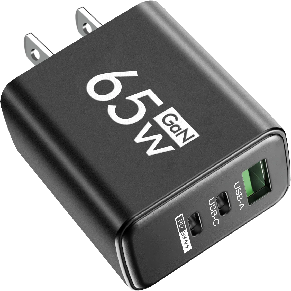 Totalt 65W GaN USB C Laddare Snabbladdning Laddare PD Typ C