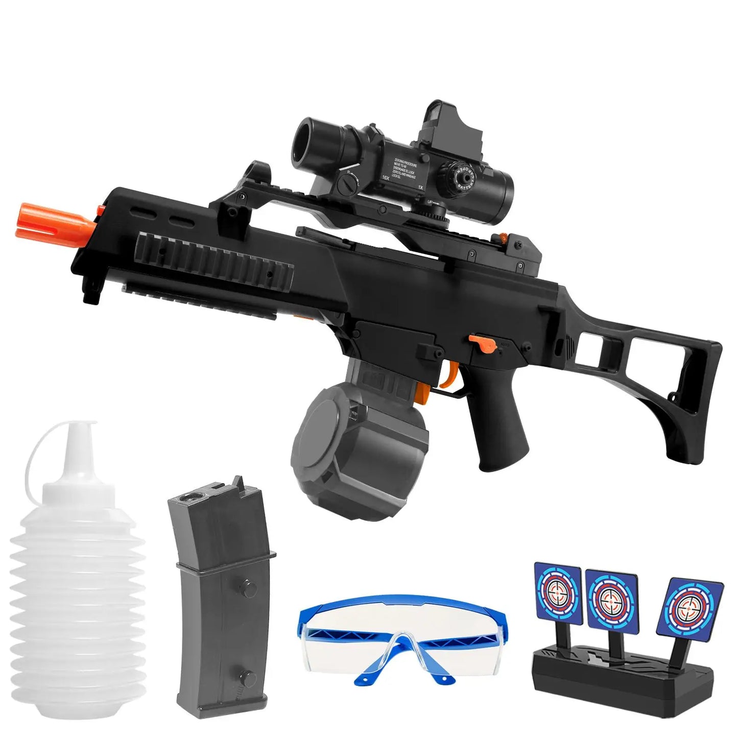 High Speed G36C Electric Gel Balls Blaster, Automatisk & Manuell Dubbla lägen Stora vattenkulor Gun, utomhusspel, semesterpresenter