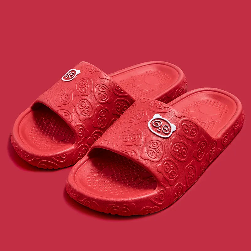 Summer Fashion Men's Slippers Printting Little Bear Sandals Indoor Bathroom Non-slip Soft Women Dormitory Casual Shoes Couple