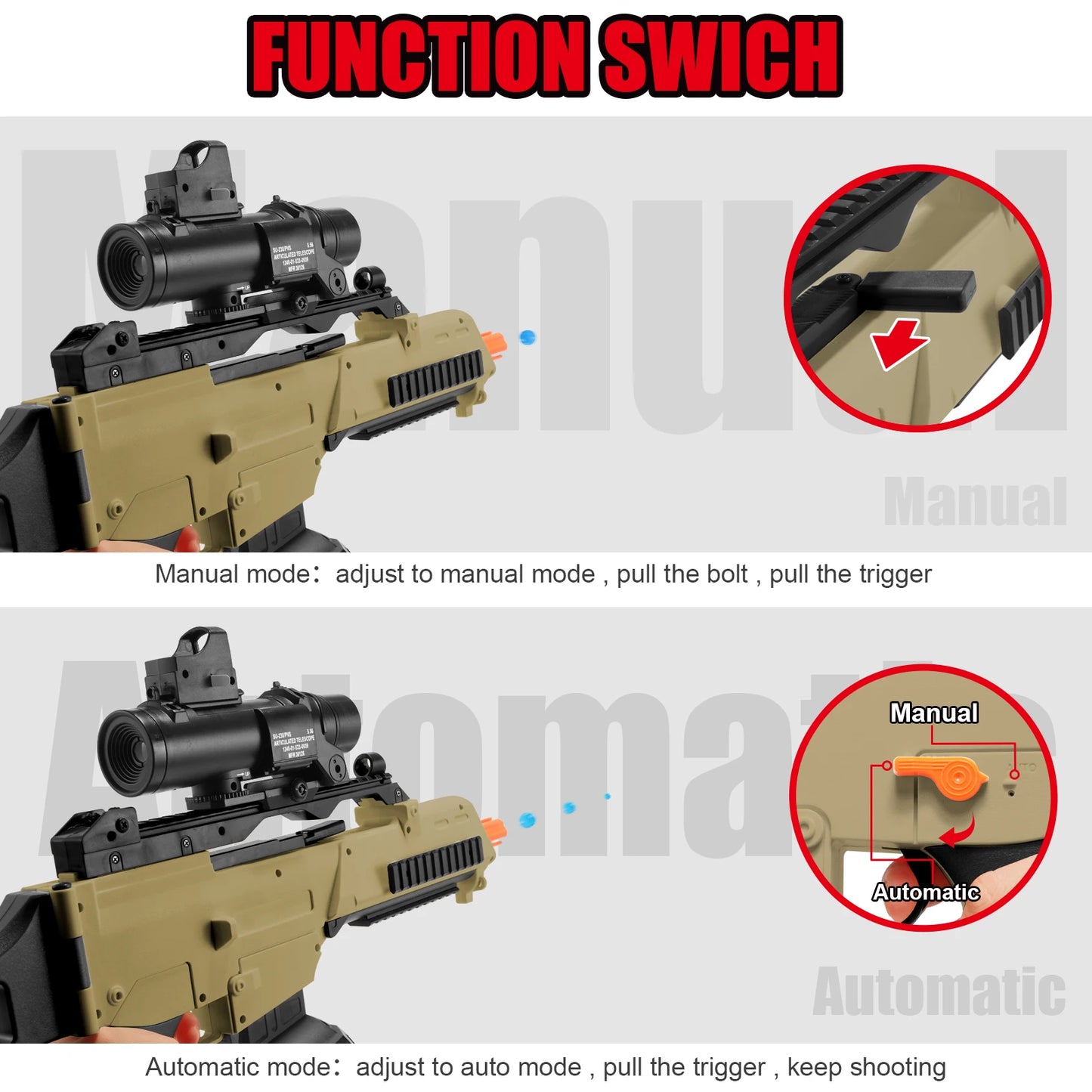 G36C High Speed Electric Gel Balls Blaster, Automatic & Manual Dual Modes Water Bullets Gun, Outdoor Shooting Games, Gifts