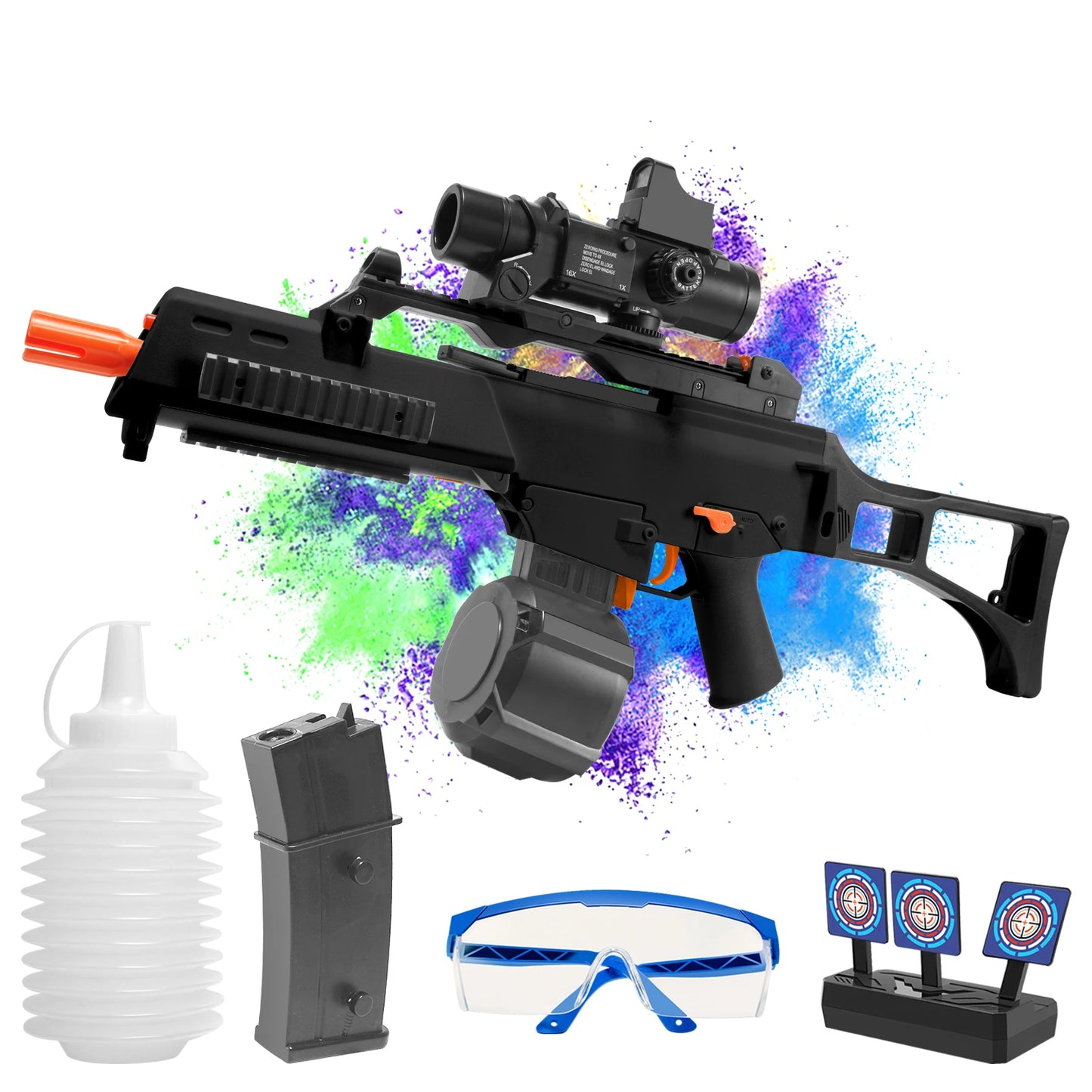 High Speed G36C Electric Gel Balls Blaster, Automatisk & Manuell Dubbla lägen Stora vattenkulor Gun, utomhusspel, semesterpresenter