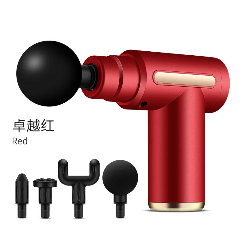 Bärbar Fascial Massage Gun Elektrisk slagpistol Massager Kroppsavslappning med LED-pekskärm 4 Utbytbart huvud
