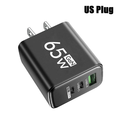 GaN Snabbladdning 65W USB Typ C Laddare EU KR US PD 3.0