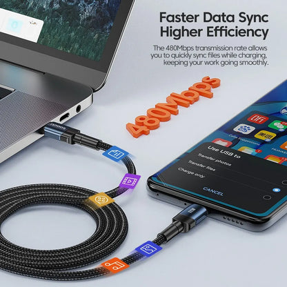 USB Typ C till USB C-kabel 100W PD 3.0 QC4.0 Snabbladdning Typ C till Typ C-kabel för Macbook Samsung Xiaomi