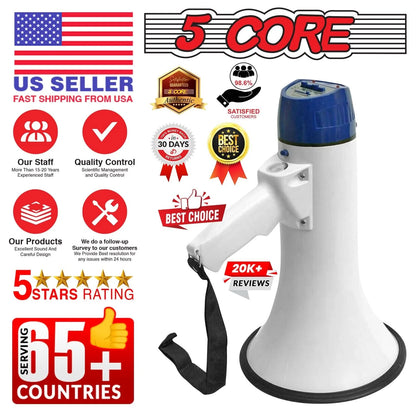 5Core 20W Battery-Powered Megaphone Bullhorn Loudspeaker