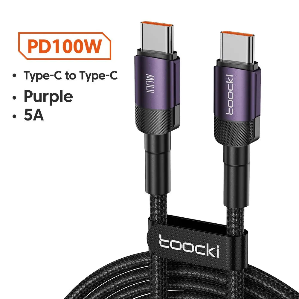 USB Typ C till USB C-kabel 100W PD 3.0 QC4.0 Snabbladdning Typ C till Typ C-kabel för Macbook Samsung Xiaomi