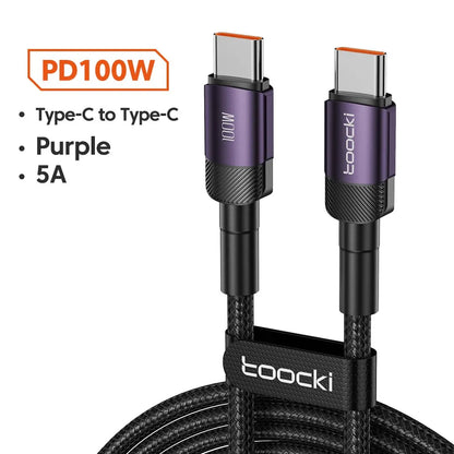 USB Typ C till USB C-kabel 100W PD 3.0 QC4.0 Snabbladdning Typ C till Typ C-kabel för Macbook Samsung Xiaomi