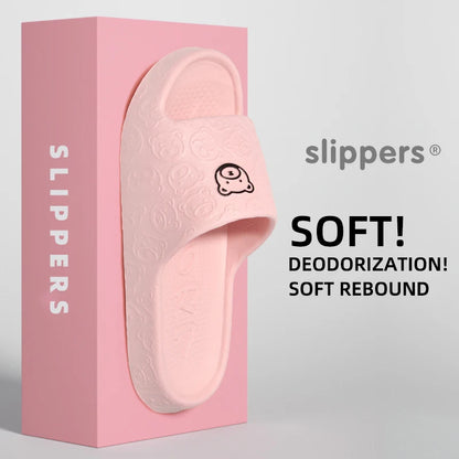 Summer Fashion Men's Slippers Printting Little Bear Sandals Indoor Bathroom Non-slip Soft Women Dormitory Casual Shoes Couple