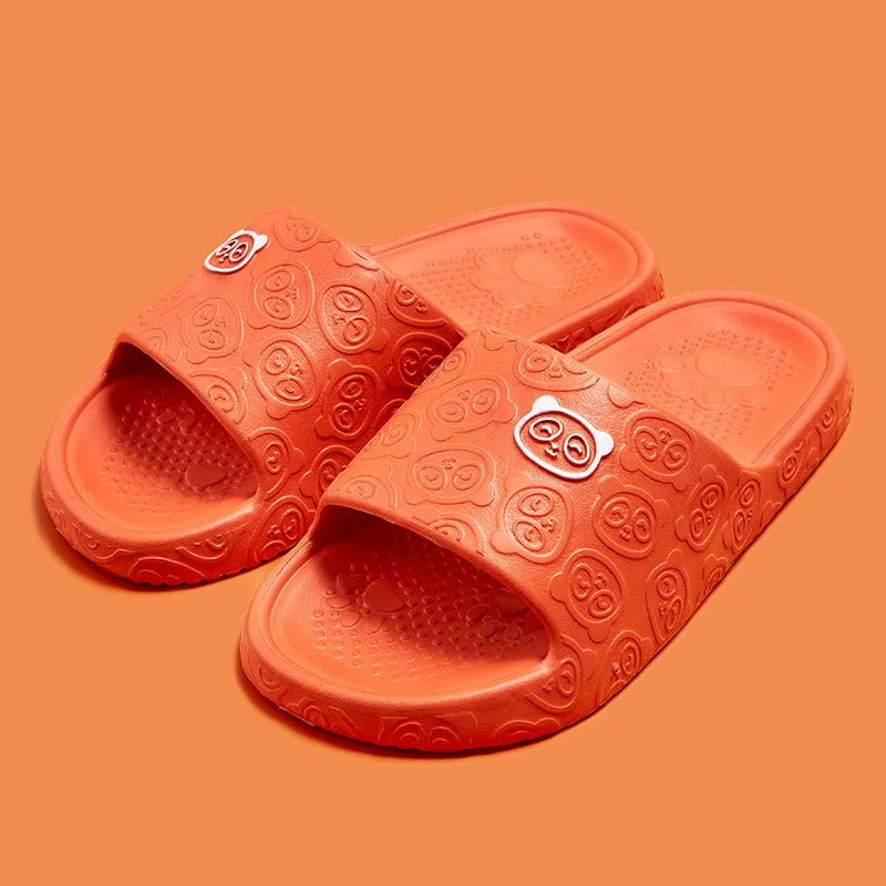Summer Fashion Men's Slippers Printting Little Bear Sandals Indoor Bathroom Non-slip Soft Women Dormitory Casual Shoes Couple