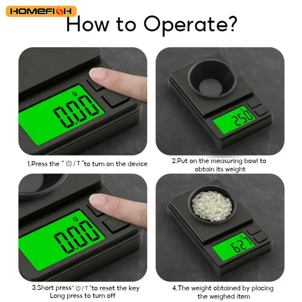 Digital Pocket Scale Weigh Gram Scale Accuracy 500g/0.01g Mini Jewelry Scale