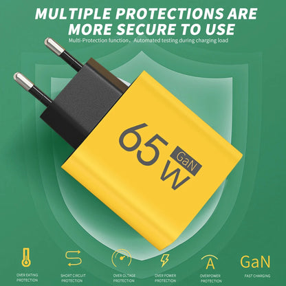 Totalt 65W GaN USB C Laddare Snabbladdning Laddare PD Typ C