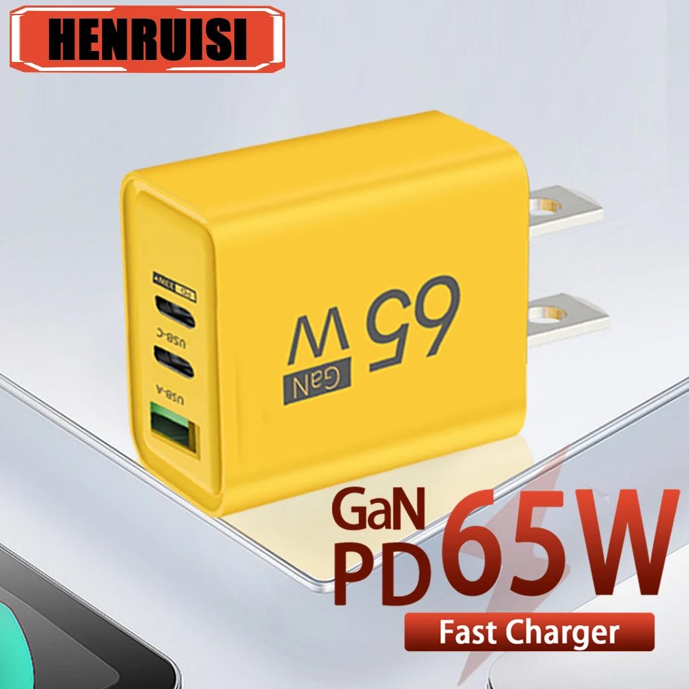 Totalt 65W GaN USB C Laddare Snabbladdning Laddare PD Typ C