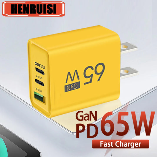Totalt 65W GaN USB C Laddare Snabbladdning Laddare PD Typ C