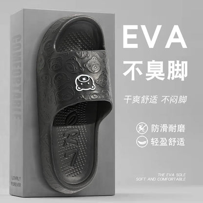 Summer Fashion Men's Slippers Printting Little Bear Sandals Indoor Bathroom Non-slip Soft Women Dormitory Casual Shoes Couple